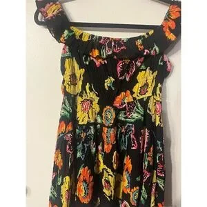 Urban Outfitters | Dresses | Urban Outfitters Uo Aubrey Off Shoulder Black  Floral Mini Ruffle Dress M | Poshmark